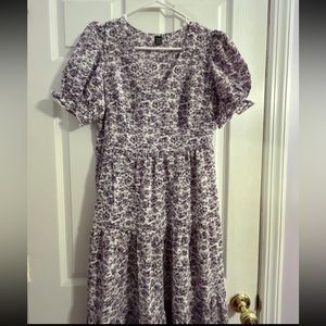 Purple Floral MIDI Dress